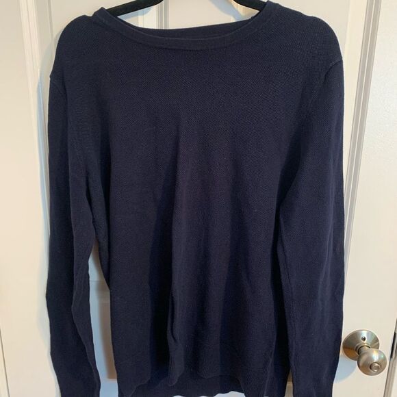 J.Crew Mercantile Size Large Classic Navy Blue Sweater Merino Wool - Picture 1 of 4